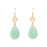 Emerald Green Chalcedony Earrings Chinese Style Women Jewelry