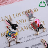 Enamel Charms Alice Rabbit Cartoon Character 10pcs Jewelry Making Pendant