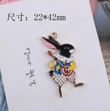Enamel Charms Alice Rabbit Cartoon Character 10pcs Jewelry Making Pendant