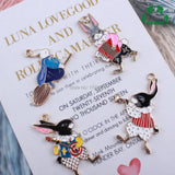Enamel Charms Alice Rabbit Cartoon Character 10pcs Jewelry Making Pendant