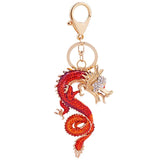 Dragon Pendant Rhinestone Keychain Charm Purse Handbag Keyring