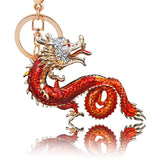 Dragon Pendant Rhinestone Keychain Charm Purse Handbag Keyring