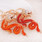 Dragon Pendant Rhinestone Keychain Charm Purse Handbag Keyring