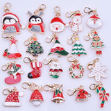 Enamel Christmas Tree Snowflake Charms Xmas Wreath Pendant DIY Necklaces