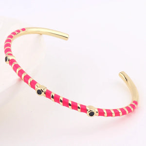 Colorful 18K Plated Open Bangles Bracelets for Women Party Jewelry