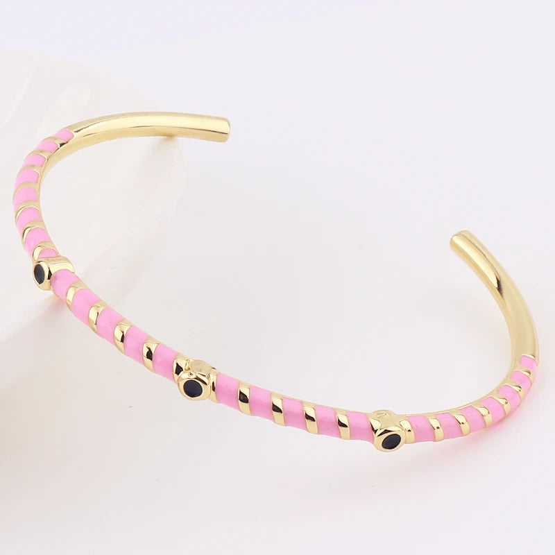 Colorful 18K Plated Open Bangles Bracelets for Women Party Jewelry