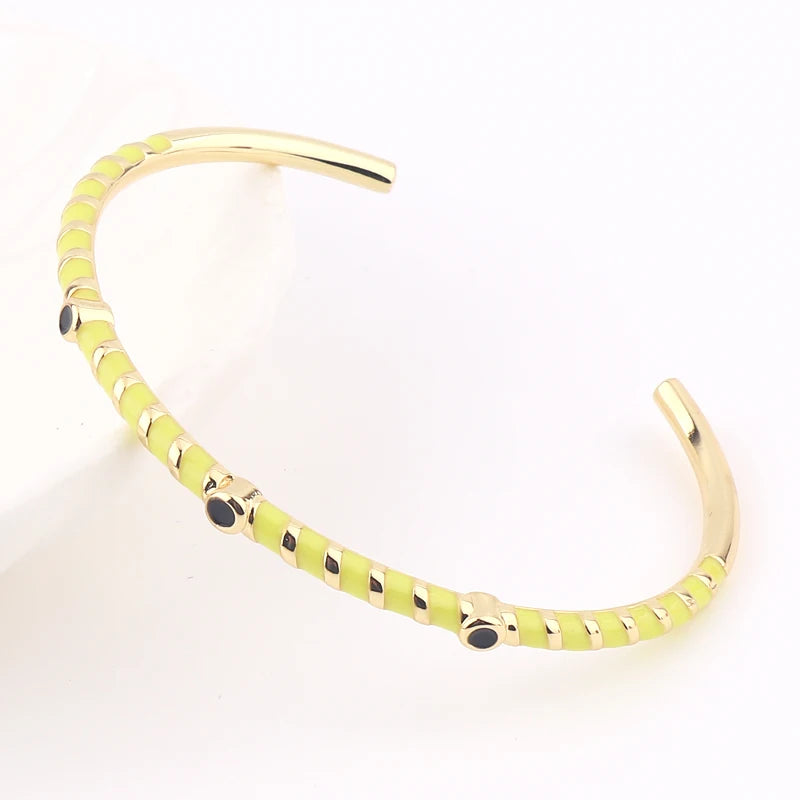 Colorful 18K Plated Open Bangles Bracelets for Women Party Jewelry