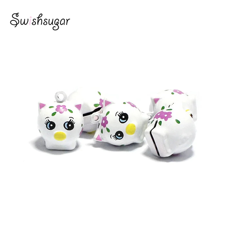 Enamel Pig Jingle Bell Charms for Pet Decoration
