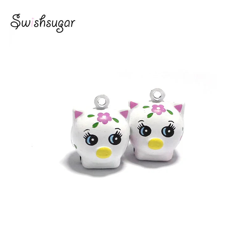 Enamel Pig Jingle Bell Charms for Pet Decoration