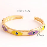Colorful Evil Eye Bangles - Micro Zircon Cuff Bangles