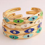 Colorful Evil Eye Bangles - Micro Zircon Cuff Bangles