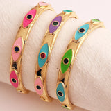 Colorful Evil Eye Bangles - Micro Zircon Cuff Bangles