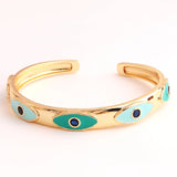 Colorful Evil Eye Bangles - Micro Zircon Cuff Bangles