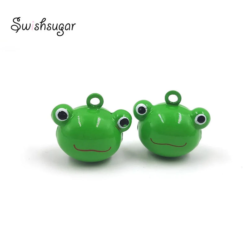 Enamel Copper Frog Head Bell Charms Pet Necklace Pendant