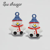 Enamel Copper Snowman Charm Jingle Bell for Christmas Decoration