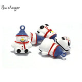 Enamel Copper Snowman Charm Jingle Bell for Christmas Decoration