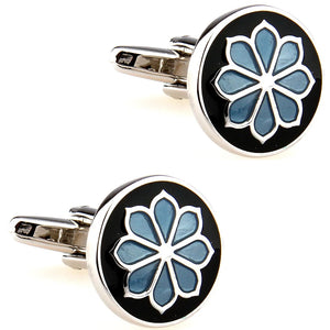 Enamel Cufflinks Men Epoxy Cuff Links Flowers Red Purple