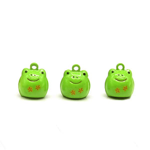 Enamel Frog Jingle Bell Charm Pendant Kids Keychain