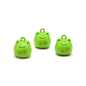 Enamel Frog Jingle Bell Charm Pendant Kids Keychain