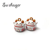 Enamel Lucky Fortune Cat Bells Pet Hanging Charm Gift Decoration