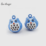 Enamel Owl Cartoon Copper Bell Charms For Dog Cat Pet Charm Necklace Pendant