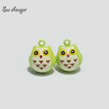 Enamel Owl Cartoon Copper Bell Charms For Dog Cat Pet Charm Necklace Pendant