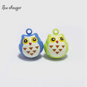 Enamel Owl Cartoon Copper Bell Charms For Dog Cat Pet Charm Necklace Pendant
