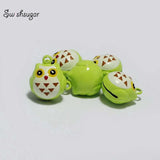 Enamel Owl Cartoon Copper Bell Charms For Dog Cat Pet Charm Necklace Pendant
