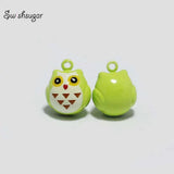 Enamel Owl Cartoon Copper Bell Charms For Dog Cat Pet Charm Necklace Pendant