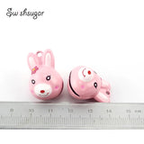 Enamel Rabbit Head Cartoon Bells Pet Charm Pendant Christmas Decor