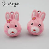 Enamel Rabbit Head Cartoon Bells Pet Charm Pendant Christmas Decor