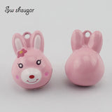 Enamel Rabbit Head Cartoon Bells Pet Charm Pendant Christmas Decor