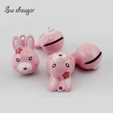 Enamel Rabbit Head Cartoon Bells Pet Charm Pendant Christmas Decor