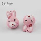 Enamel Rabbit Head Cartoon Bells Pet Charm Pendant Christmas Decor