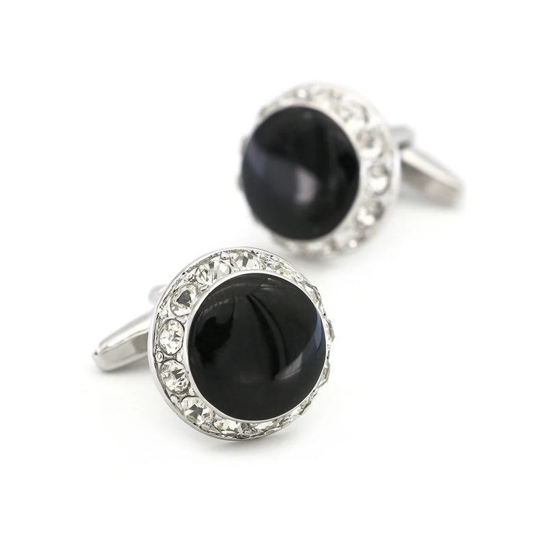 Round Crystal Cufflinks Brass Material Cuff Links & Retail