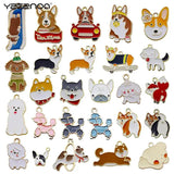 Enamel Dog Charms for Jewelry Making Mixed Corgi Poodle Teddy Shiba Animal Penda