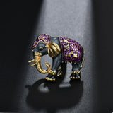 Elephant Rhinestone Crystal Enamel Brooch
