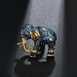 Elephant Rhinestone Crystal Enamel Brooch