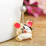Animal Bear Belly Button Ring Gold-color Bikini Piercing