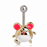 Animal Bear Belly Button Ring Gold-color Bikini Piercing