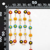 Enamel Flower Chain, Daisy Chain, Plated Brass Chain 7.5mm