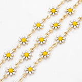 Enamel Flower Chain, Daisy Chain, Plated Brass Chain 7.5mm