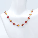 Enamel Flower Chain, Daisy Chain, Raw Brass Chain, Floral Link Chain Findings