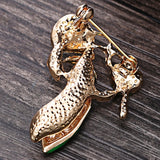 Enamel Green Pea Brooch Gold-color Crystal Corsage