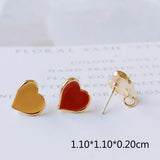 Enamel Heart Alloy Ring Stud Earring 6pcs