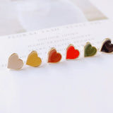 Enamel Heart Alloy Ring Stud Earring 6pcs