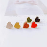 Enamel Heart Alloy Ring Stud Earring 6pcs