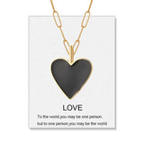 Enamel Heart Love Necklace Women Romantic Pendant Stainless Steel Choker Collar