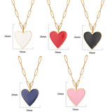 Enamel Heart Love Necklace Women Romantic Pendant Stainless Steel Choker Collar