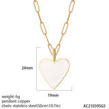 Enamel Heart Love Necklace Women Romantic Pendant Stainless Steel Choker Collar